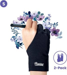 Pcasso® Zeichenhandschuh - Small - Tablet-Handschuh - Zum Zeichnen & Malen - Geeignet für Hobby & Kunst - Schwarz