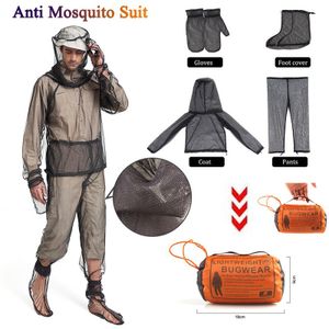 Outdoor-Anti-Moskito-Anzug, Insekten jacke, Handschuhe, Hosen, Socken, Netzgarn, Mesh-Tuch, Moskito-Anzug, Sommer-Insektenkleidung zum Angeln, Wandern, Camping, Gartenarbeit (S/M ganzes Set)