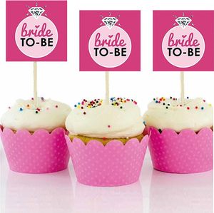 Koncepcja MNZ dla 10 wykałaczek z motywem "Wieczór kawalerski" z napisem "Pink Bride To Be".