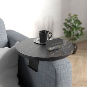 Luxus Sofatablett Sofaablage Holz Marmor Couch-Tablett Getränkehalter Flexablage: Schwarz Marmor
