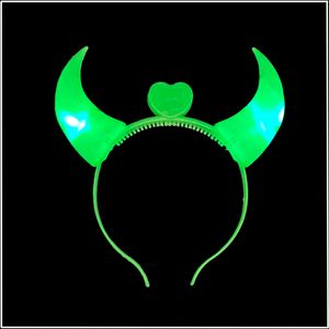 1x LED Haarreif DEVIL in 3 Farben / leuchtend Teufels-Hörner mit Herz Party / Junggesellinnen Abschied / Halloween / Volksfest / Kinder-Geburtstag / Konzert / Herz / Teufelchen / Engel (grün)