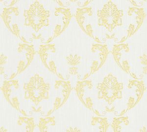 Architects Paper Barocktapete Metallic Silk Tapete mit Ornamenten Textiltapete gold weiß 10,05 m x 0,53 m