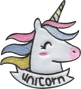Einhorn Unicorn Kopf - Aufnäher, Bügelbild, Aufbügler, Applikationen, Patches, Flicken, Zum Aufbügeln, Größe: 7 x 7 cm