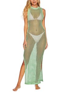 Damen Strandkleider Bikini Cover Up Loser Kleid Chiffon Beach Sommer Vertuschen Grün,Größe Einheitsgröße