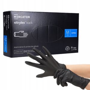 Jednorazové nitrilové zdravotnícke rukavice Mercator NITRYLEX čierne 100 ks veľkosť M