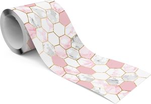 Samolepiaca tapeta Dekoratívny pásik Ružová HEXAGONS Mramorová mozaika