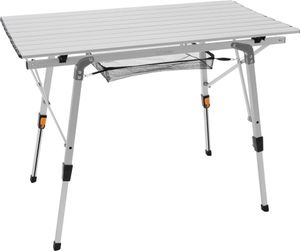 ML-Design skladací kempingový stôl, 90x51,5 cm, strieborný, z hliníka