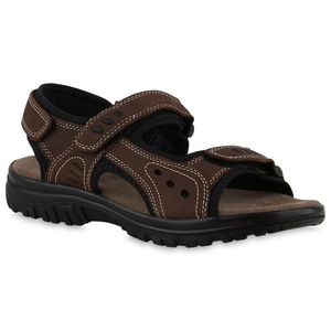 VAN HILL Herren Komfort Sandalen Profil-Sohle Bequeme Schuhe 840461, Farbe: Dunkelbraun, Größe: 42