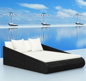 Gartenbett Schwarz 201×139 cm Poly Rattan