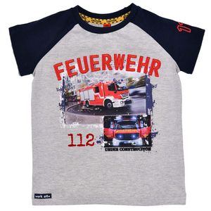 BONDI Jungen Kurzarm T-Shirt "Feuerwehr" 33148 | Grau Melange Größe: 98