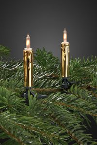 Lichterkette Mini Weihnachten Baum Deko 20 Kerzen gold Glühdraht Schaftkerzen