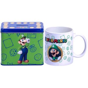 Nintendo Luigi Von Super Mario Tasse Cup Becher mit Spardose Münzbox 9 x 13 x 11cm