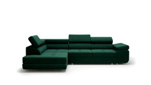 MEBLITO Ecksofa Almada Eckcouch L Form Schlaffunktion Couch mit Bettkästen Wohnlandschaft Dunkelgrün  (Kronos 19) Seite Links