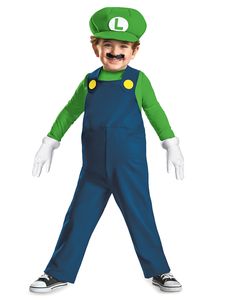 Super Mario Luigi Kinderkostüm Videospiel grün-blau
