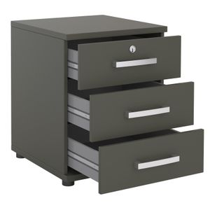 Bürocontainer Schreibtischcontainer Büroschrank TORONTO, anthrazit, abschließbar mit 3 Schubladen, 44 x 58 x 45 cm