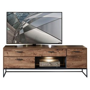 Industrial TV-Lowboard in Haveleiche Cognac mit graphit MINNEAPOLIS-55 inkl. LED-Beleuchtung B/H/T ca: 175/62/48 cm