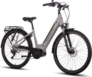 SAXONETTE E-Bike Premium Sport , 10 Gang, Kettenschaltung, Mittelmotor, 522 Wh Akku, Pedelec, Elektrofahrrad, Trekkingrad (Ramenhöhe 50 , Silber)
