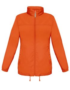 B&C Damen Windbreaker Jacke Windjacke Steppjacke Stehkragen Regenjacke, Größe:M, Farbe:Orange