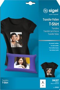 Sigel® IP653 InkJet transferové fólie na tričká, na tmavý textil, vrátane nažehľovacieho papiera, 6 fólií