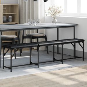 vidaXL Jedálenská lavica čierna 186x32x45 cm oceľ a Imitácia kože