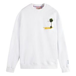 SCOTCH&SODA Herren Sweatshirt Backprint - Garment Dye Artwork Sweatshirt, Print, langarm Weiß S