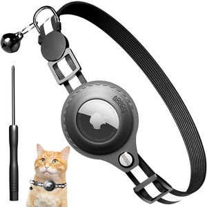 AdroitGoods Airtag Katze/Hund Halsband - Schwarz - Gps Tracker Haustier - Geeignet für Apple AirTag