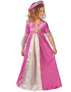 Mittelalterliches Prinzessin Kinderkostüm pink-weiss-gold
