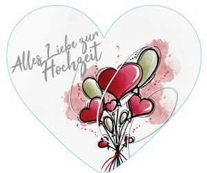Herzkarte Alles Liebe zur Hochzeit, 21x18cm, Postkarte Ansichtskarte Herz Hochzeitskarte