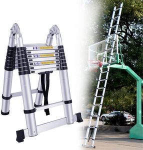 LARS360 5,0M Skladací rebrík, teleskopický rebrík, multifunkčný rebrík, výsuvný rebrík, nástenný rebrík, viacúčelový rebrík, výsuvný rebrík, 16 stupňov, stojanový rebrík z kvalitného hliníka, nosnosť 150 kg