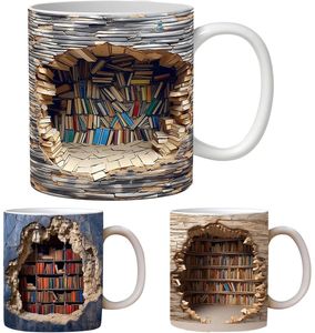 YisibaihTao 3er Set 3D-Bücherregal-Tasse, 3D-Effekt-Bücherbecher, 11 oz ein Bibliotheksregal-Becher, kreatives Raumdesign, Mehrzweckbecher, ein Geschenk für Leser, Liebhaber
