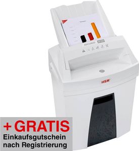 HSM SECURIO AF100 Aktenvernichter mit Partikelschnitt P-4, 4 x 25 mm, bis 100 Blatt, weiß