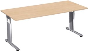 C-Fuß Flex Schreibtisch, gerade, höhenverstellbar, verschiedene Größen und Farben, FarbeNachbildung:Buche, Größe Tischplatte:180 x 80 cm