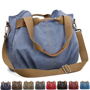 Handtasche Damen Canvas Schultertasche Multifunktionale Umhängetaschen Casual Hobo Groß Taschen für Arbeit Schule Beach Shopper Hellblau