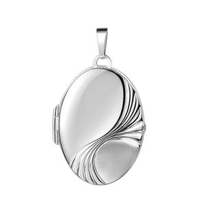 Amulett 925 Silber MedaillonAnhänger für 2 Fotos teilmattiert -