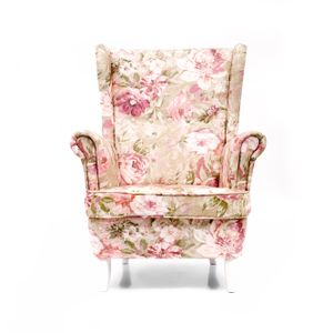 Ohrensessel ROSEN auf weiẞen Füẞen Glamour Stil Relaxsessel Fernsehsessel Stoff Gewebe modernes Design