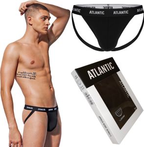 Atlantic Jockstrap Pánske spodné prádlo Elastické šnúrky Sexy športové podväzky - čierne - XL