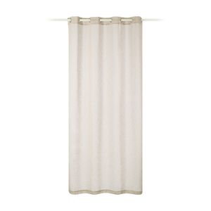 JEMIDI Vorhang halbtransparent 140x245cm - Gardine mit Ösen Anbringung - Ösenschal Dekoschal Leinen Optik - 100% Polyester für Wohnzimmer Schlafzimmer