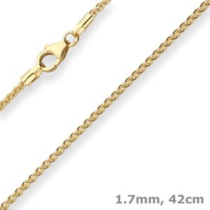 1,7mm Zopfkette Goldkette Collier Halskette aus 333 Gold Gelbgold 42cm