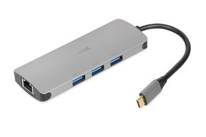 iBox IUH3RJ4K Laptop-Dockingstation/Port-Replikator USB 3.2 Gen 1 (3.1 Gen 1) 100 W Typ-C-Netzteil Silber