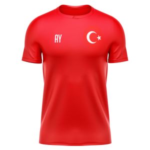 T-Shirt TÜRKEI Rot Gr. M Sportshirt Shirt mit Druck (Name, Nummer oder Initialen)