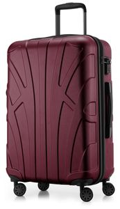 Suitline - Hartschalen-Koffer Koffer Trolley Rollkoffer Reisekoffer, TSA, 65 cm, ca. 53 Liter, 100% ABS Matt,Burgund