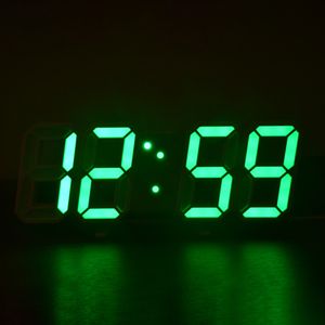 3D Digitale Tischwanduhr LED Nachtlicht Datum Uhrzeit Alarm,Farbe: Grün,Größe:13.5*7.5*4.8cm