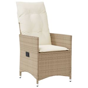 vidaXL Gartensessel mit Kissen Verstellbar Beige Poly Rattan