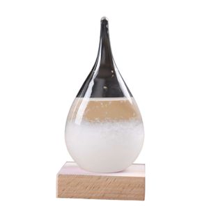 transparentes Tröpfchen -Sturmglas mit Holzbass -Haus Barometer Flasche Dekor-Transparent