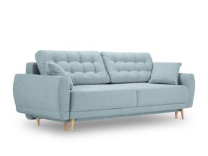 Sofa mit Bettfunktion und Stauraum, "Spinel", 3 Sitze, Hellblau, 236x93x92