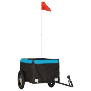 vidaXL Fahrradanhänger Schwarz und Blau 30 kg Eisen