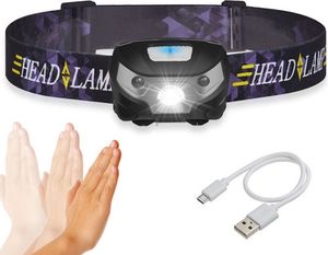 Stirnlampe Kopflampe mit 3 Lichtmodi,USB, IPX4,Ideal für Camping Joggen Outdoor