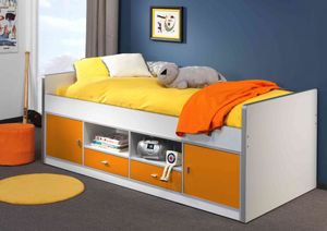 Kojenbett Bonny Kinderbett Bett Schubladenbett Funktionsbett Weiß / Orange