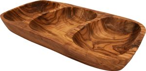 Snackschale mit 3 Fächern aus Olivenholz ca. 30 CM