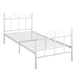 H.J WeDoo Einzelbett Bettgestell Metallbett Bettrahmen Klassisches Bett für kleine Räume Weiß 90X190 cm